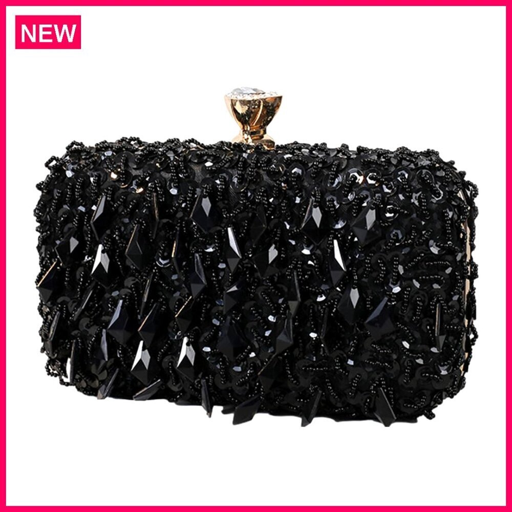Embroidered Sequin Clutch Evening Bag for Wedding Party Cocktail Purse